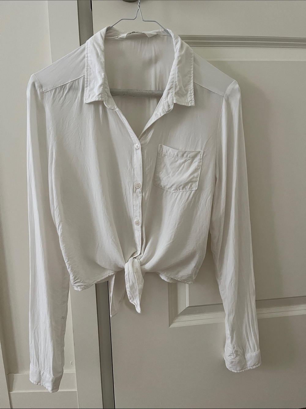 H&M White Tie-Front Button Down Shirt